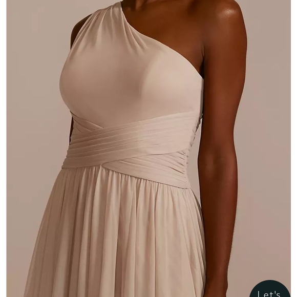 David’s Bridal Mesh One-Shoulder Dress with Full Skirt Iris color Size 0 - Picture 3 of 10